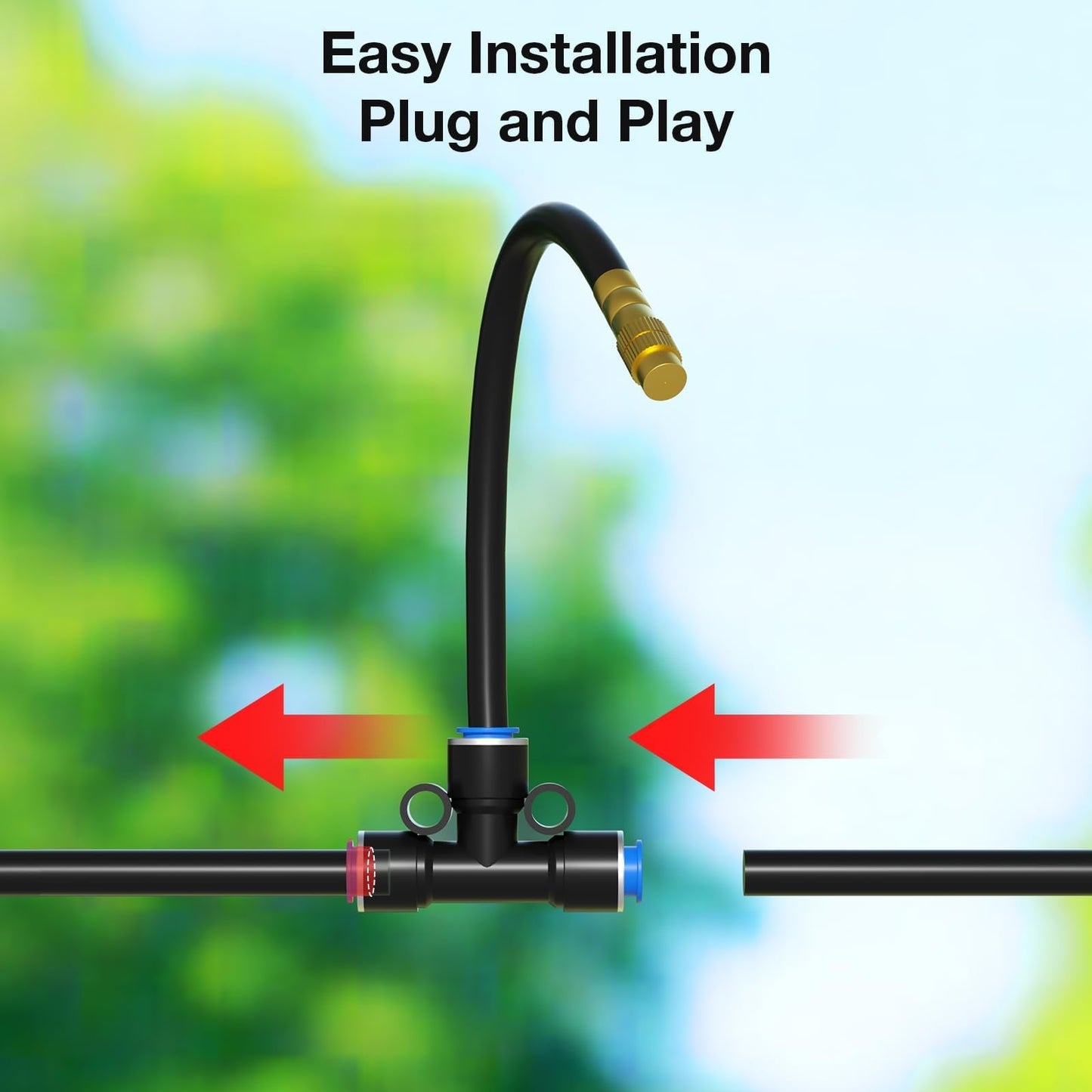 MIXC Drip Irrigation System with Timer,1/4" 100Ft Automatic Garden Watering Kit with 16pcs 360°Adjustable Brass Nozzles & Bendable Rod,for Outdoor Plants,Lawn,Raised Bed,Potted Plant,Yard,Greenhouse