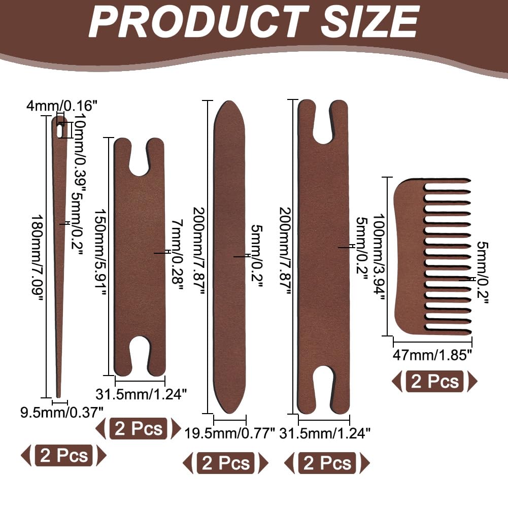 AHANDMAKER 2 Sets Wood Knitting Loom Tool Kits 5 Pieces Knitting Weaving Loom Tools Shuttle Weaving Stick for Beginner Weaving DIY Craft Weaving Accessories