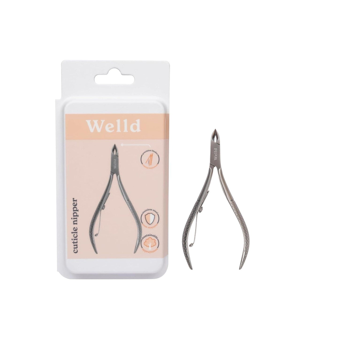 Welld Cuticle Nipper, Professional Trim Cuticles and Hangnails, Easy to Control for Precision Grooming, Ultra Sharp, Angled Stainless Steel Blades, Wide Opening, Manicure & Pedicure Tool, 1 Count