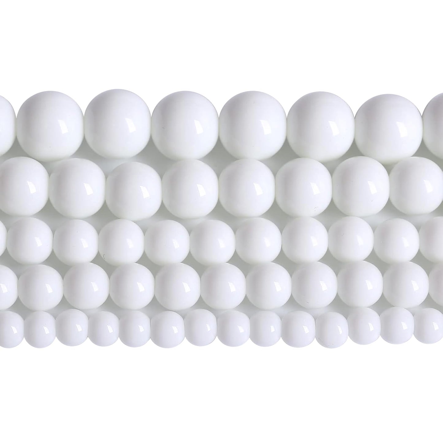 90PCS 8mm Natural White Porcelain Agates Stone Round Beads for Jewelry Making Spacer Loose Spacers Beads DIY Bracelets 32" 2 Strand