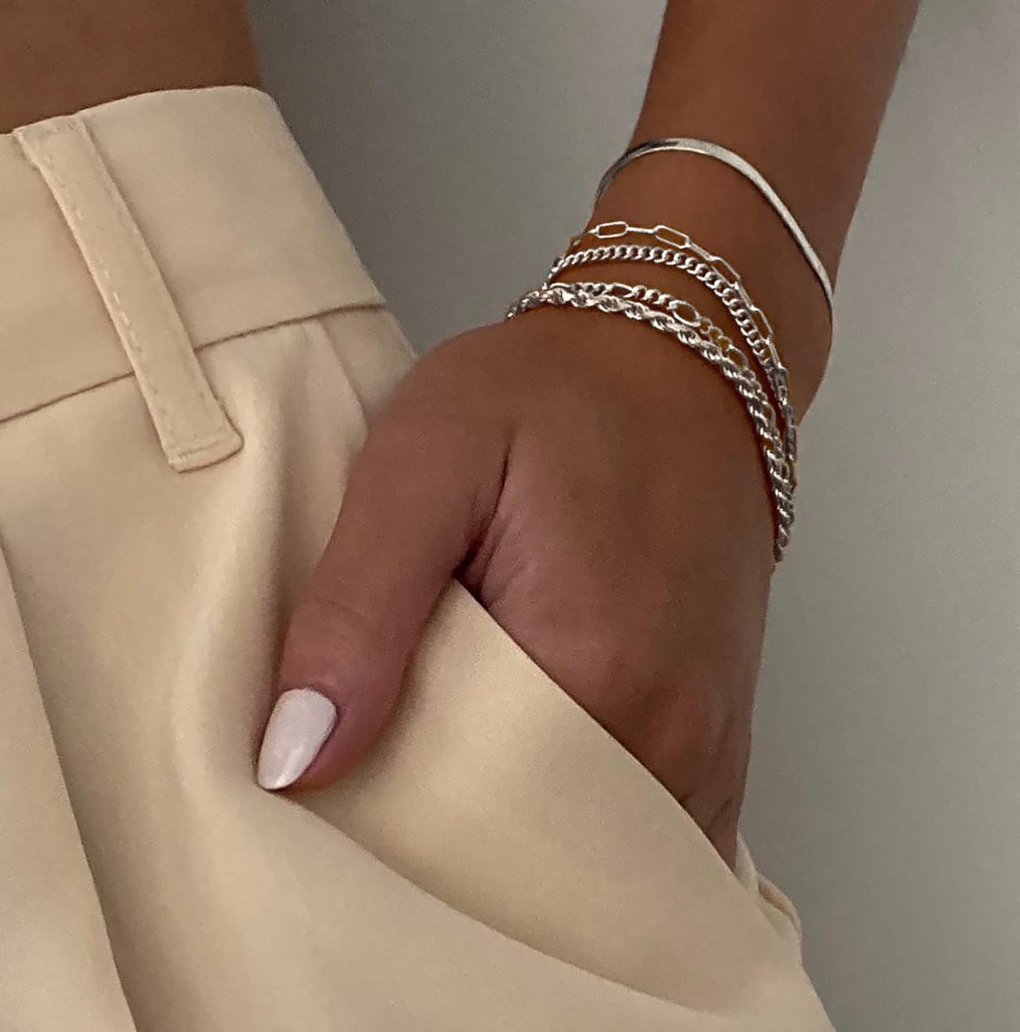 DEARMAY Silver Plated Chain Bracelets for Women Trendy Silver Jewelry Set Cuban Link Bracelets Figaro Paperclip Rope Herringbone Bracelet Pack Gifts