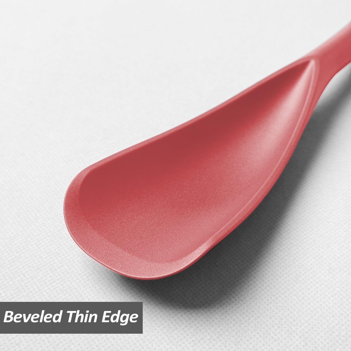 Cooking Spoon for Nonstick Cookwares, VOVOLY Silicone Spoon for Mixing, Scoop, and Scrape,Seamless Design, 12.6'', 2 Pack, Red