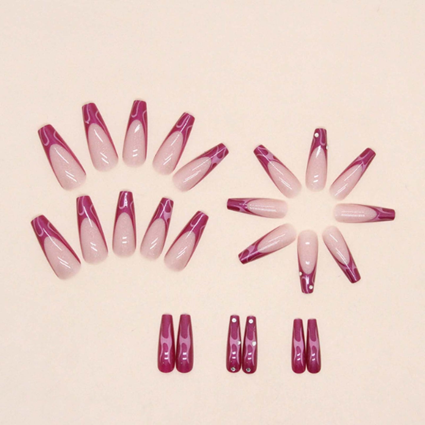 Gifiky Long Coffin False Nails French Press on Nails Galaxy Nails Tips Acrylic Reusable Fake Nails for Women and Girls 24Pcs