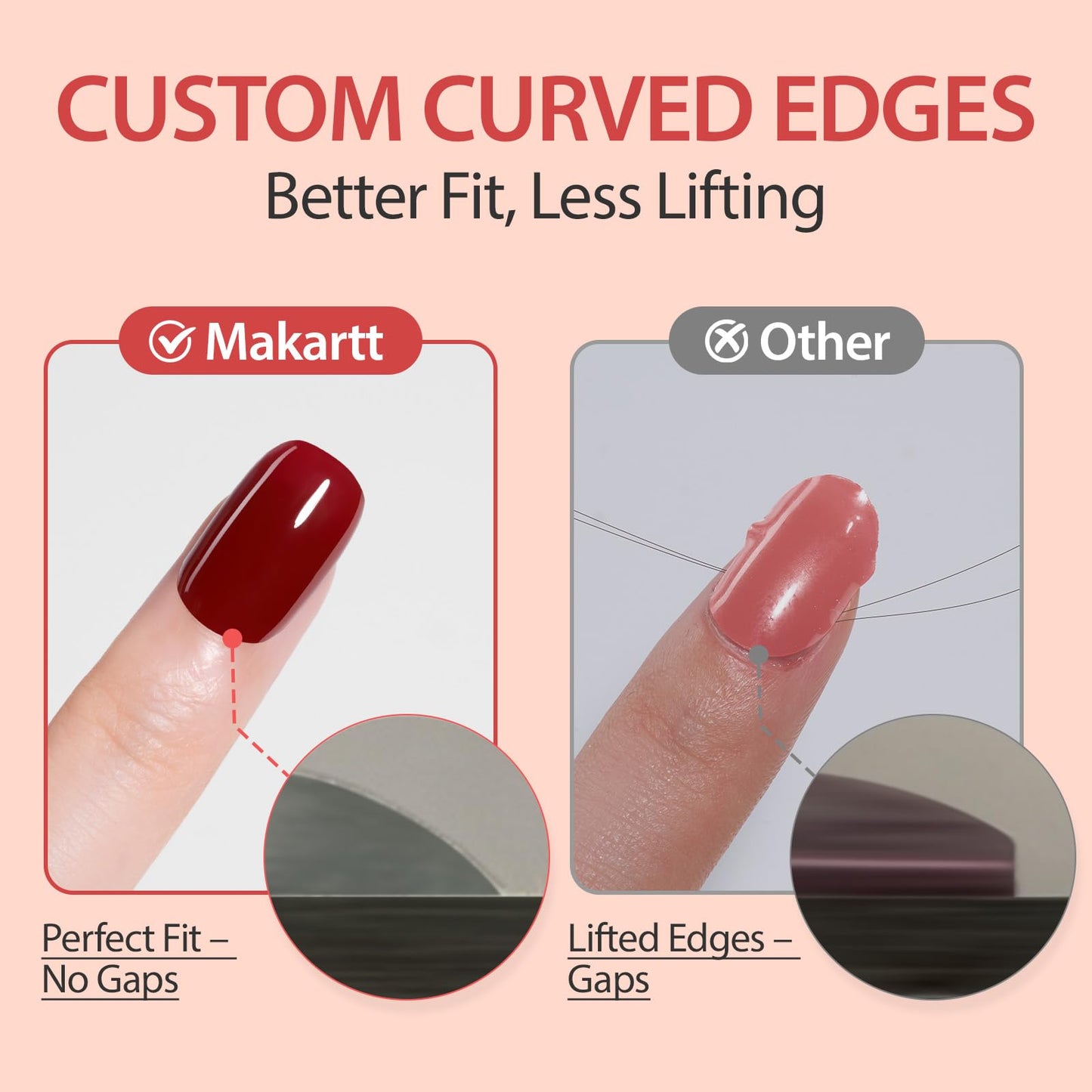 Makartt Semi Cured Gel Nail Strips Kit 2 Packs – Real Gel, Hema & TPO Free, 16 Sizes Anti-Lift Fit, UV Light Required, Salon Quality, Long Lasting, Includes Dual-Ended Tool & Prep Kit (Deep Burgundy)