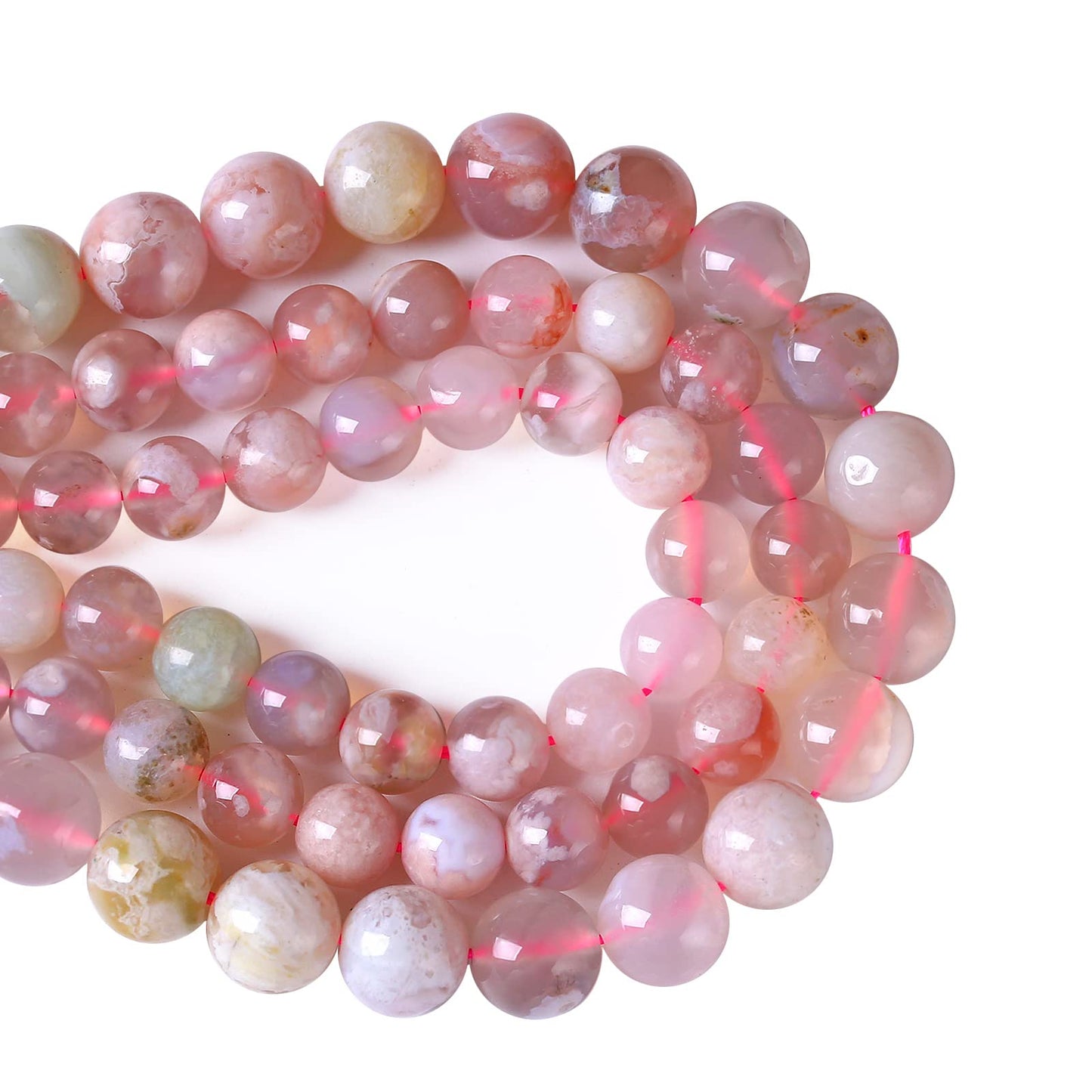 6MM 55PCS Natural Sakura Agate Gemstone Crystal Beads for Jewelry Making DIY Bracelet