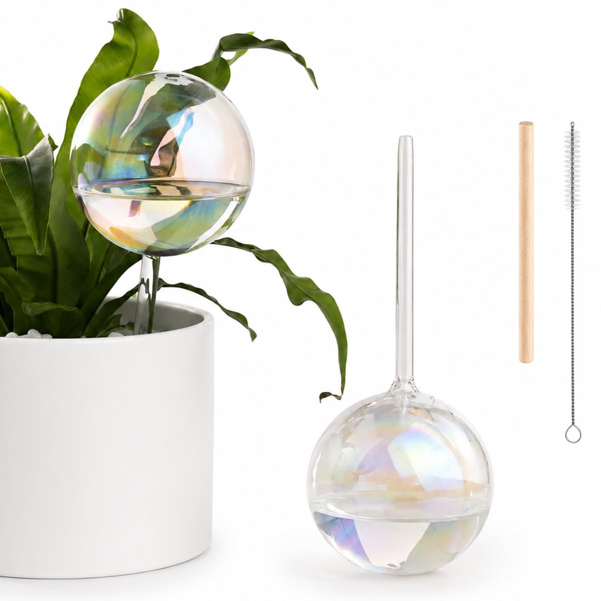 2Pack Iridescent Glass Self Watering Globes for Plants, 14 fl oz Automatic Plant Watering Bulbs Decorative Glass Plant Waterer