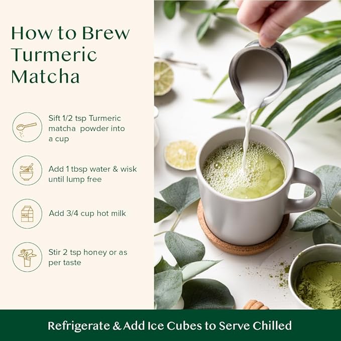 VAHDAM,Turmeric Matcha Green Tea Powder (25 Cups/1.76oz) With Curcumin - Pure Japanese Matcha Powder With Indian Turmeric Powder | Delicious Matcha Latte