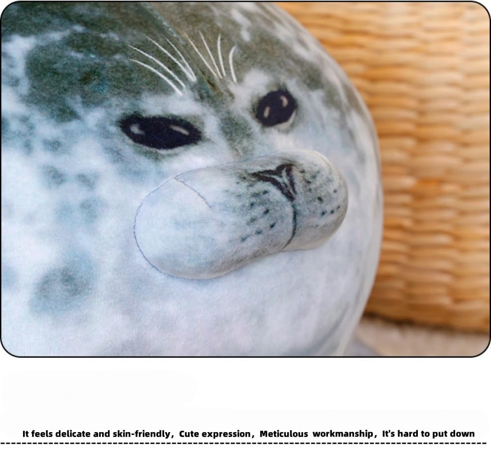 19.6Inch Chubby Blob Seal Pillow CuteSeal Plush with 4 Baby Seal Plushies in Her Tummy Soft Stuffed Cotton Plush Animal Toy Gift for Kids