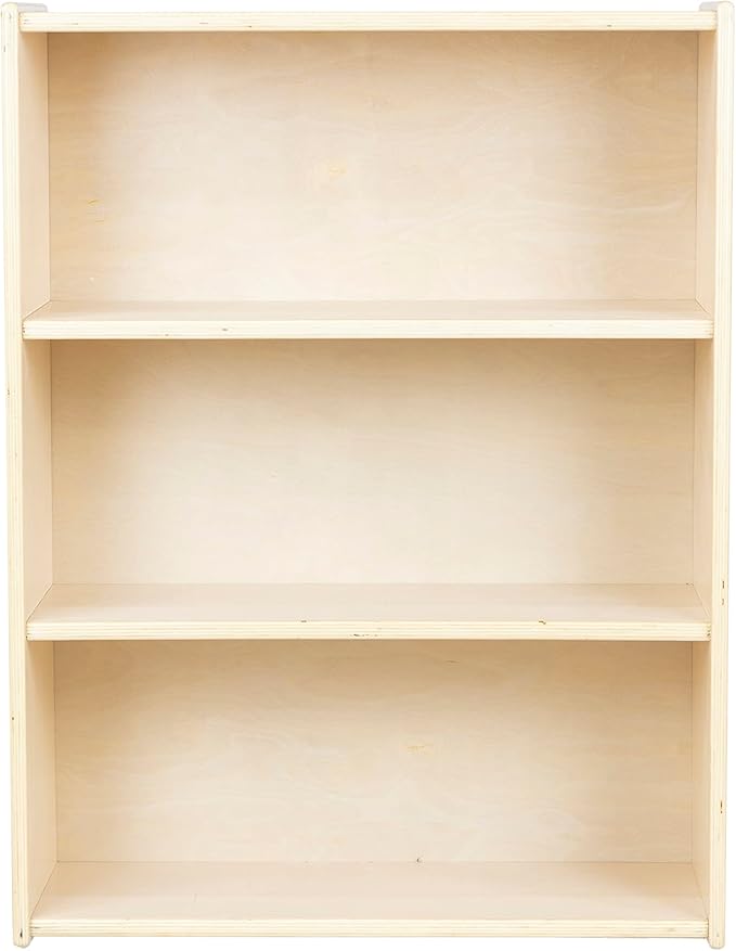 3-Shelf Bookcase, Montessori Bookshelf and Storage Unit in Birch Plywood, Arts & Crafts Supplies Organizer for Toddlers (42")