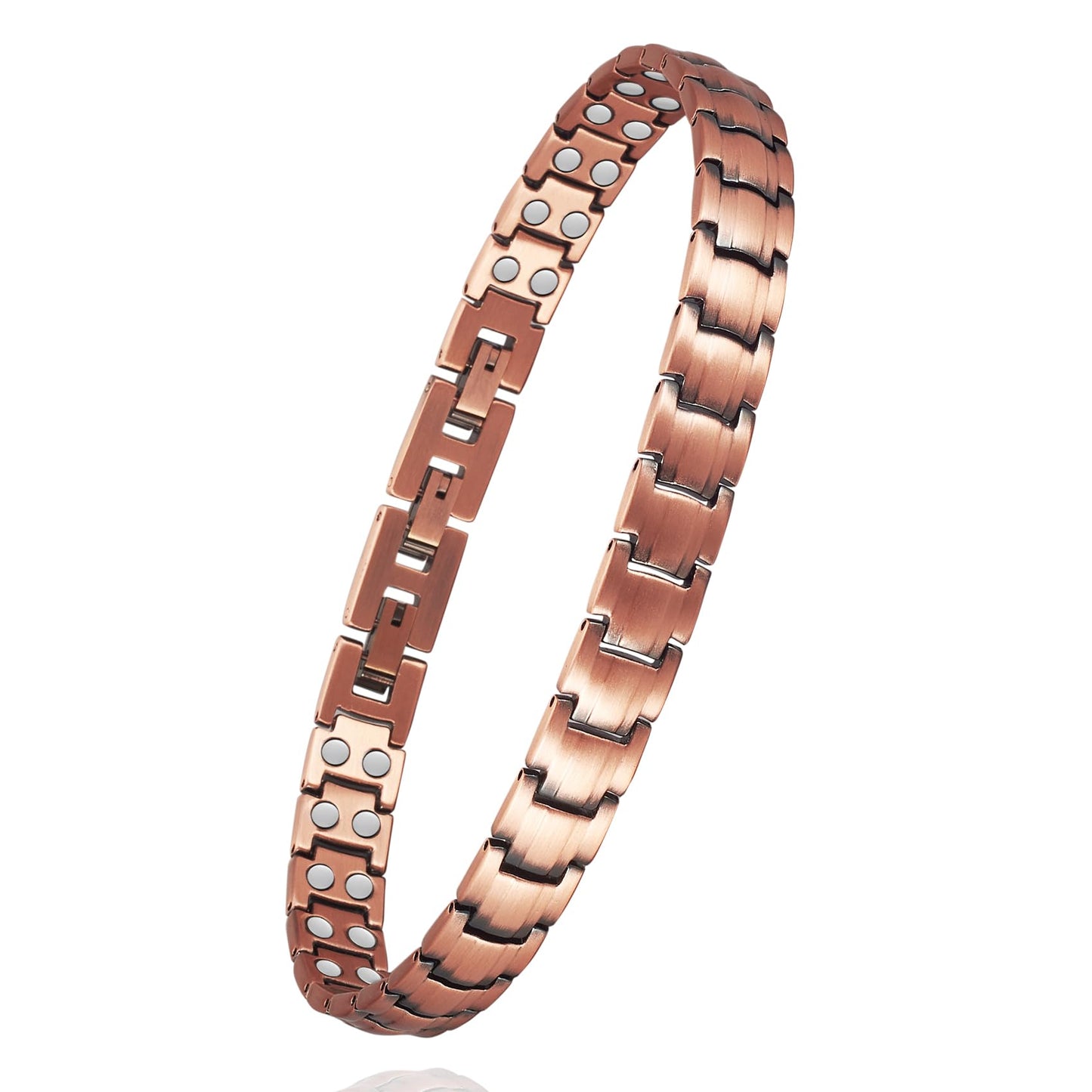EnerMagiX Copper Anklet Bracelet for Women, 99% Pure Copper Adjustable Double Row Magnets Anklet, Copper Jewelry Gift (0001W)