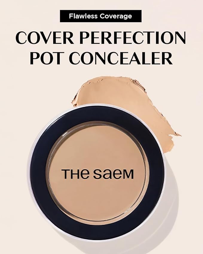 THESAEM Cover Perfection Pot Concealer #0.5 Ice Beige - High Adherence & Coverage Balm, Conceals Blemish & Acne Spots, Matte Finish Sebum Control for Oily and Combination Skin