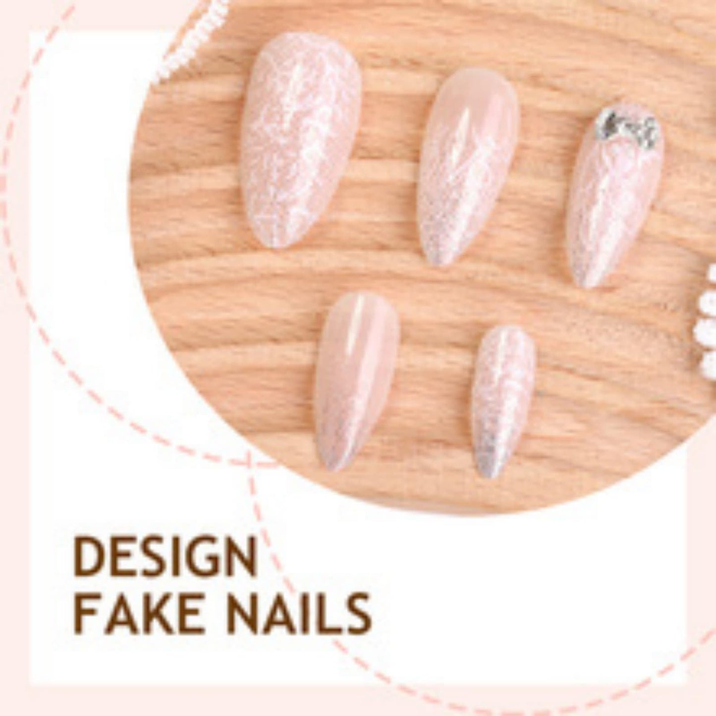 Lace Bow Press On Nails Almond Medium Fake Nails with Rhinestone Bow Design Glossy White Glue on Nails Spring Summer Reusable Artificial Nail Full Cover Stick on Nails for Women 24Pcs