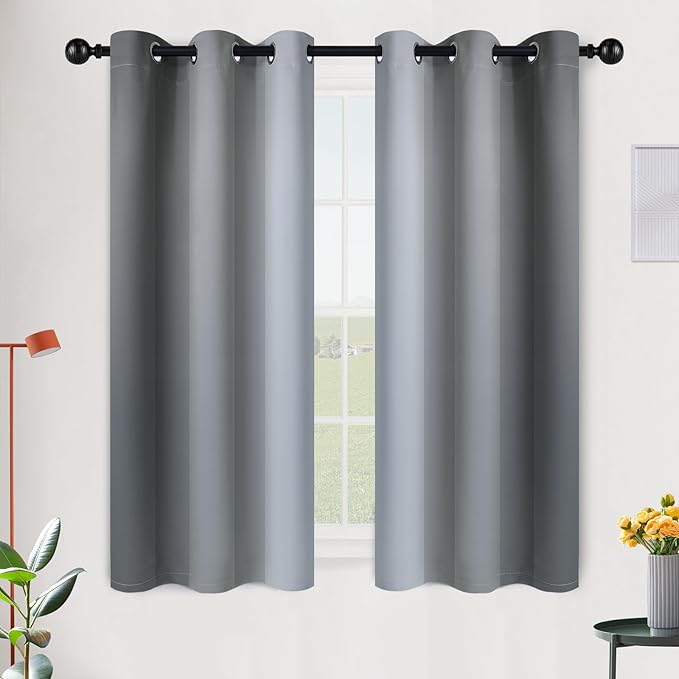 SimpleHome Ombre Room Darkening Curtains 54 inches Length for Bedroom,Grommet Gradient Light Blocking Grey Gradient Window Curtains for Living Room,2 Panels, 42x54 inches