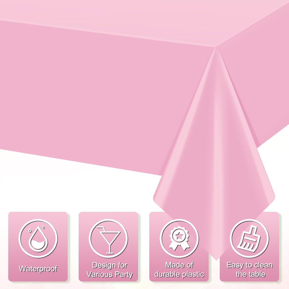 3Pcs Light Pink Tablecloth,Disposable Plastic Tablecloths,Waterproof Pink Rectangle Table Cover for Graduation Birthdays Weddings Anniversary Party Decorations,54 x 108 Inch