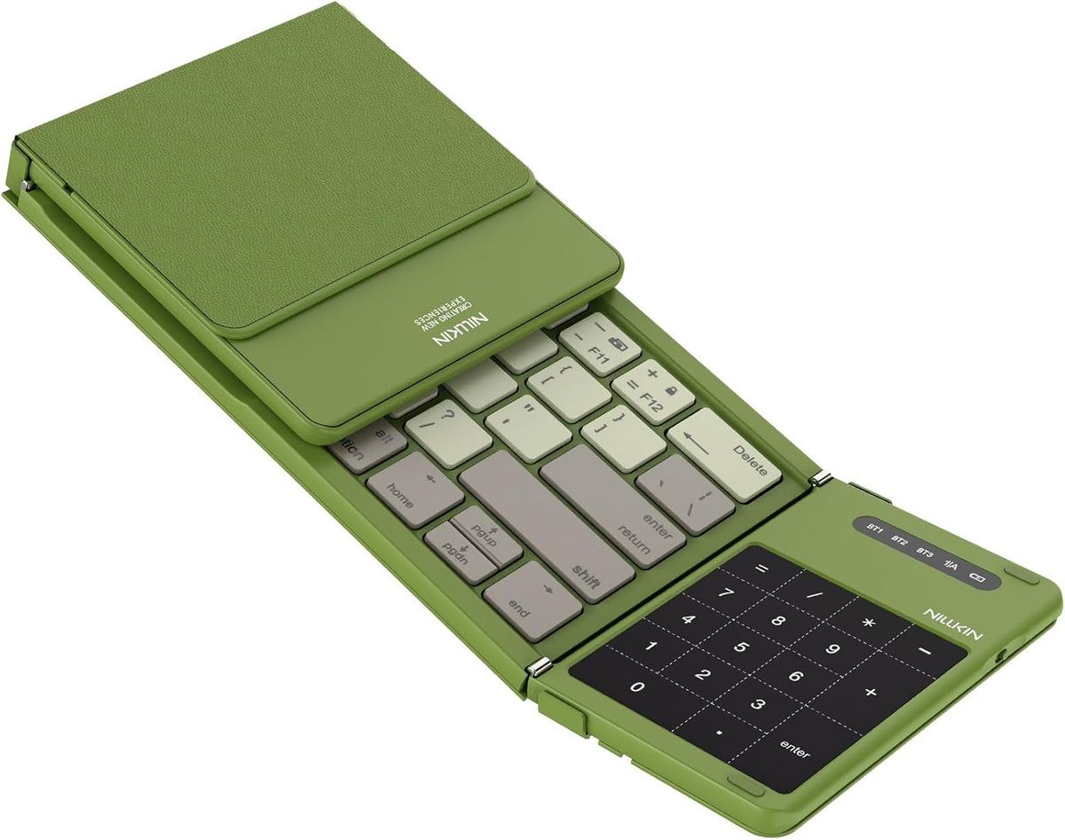 Nillkin Pocket Foldable Keyboard with Touchpad & Wireless Bluetooth, Portable Travel Keyboard for Home or Mobile Office Replaces Keypads and Mouse Combo, Compatible with iPad, Laptop, Tablet - Green