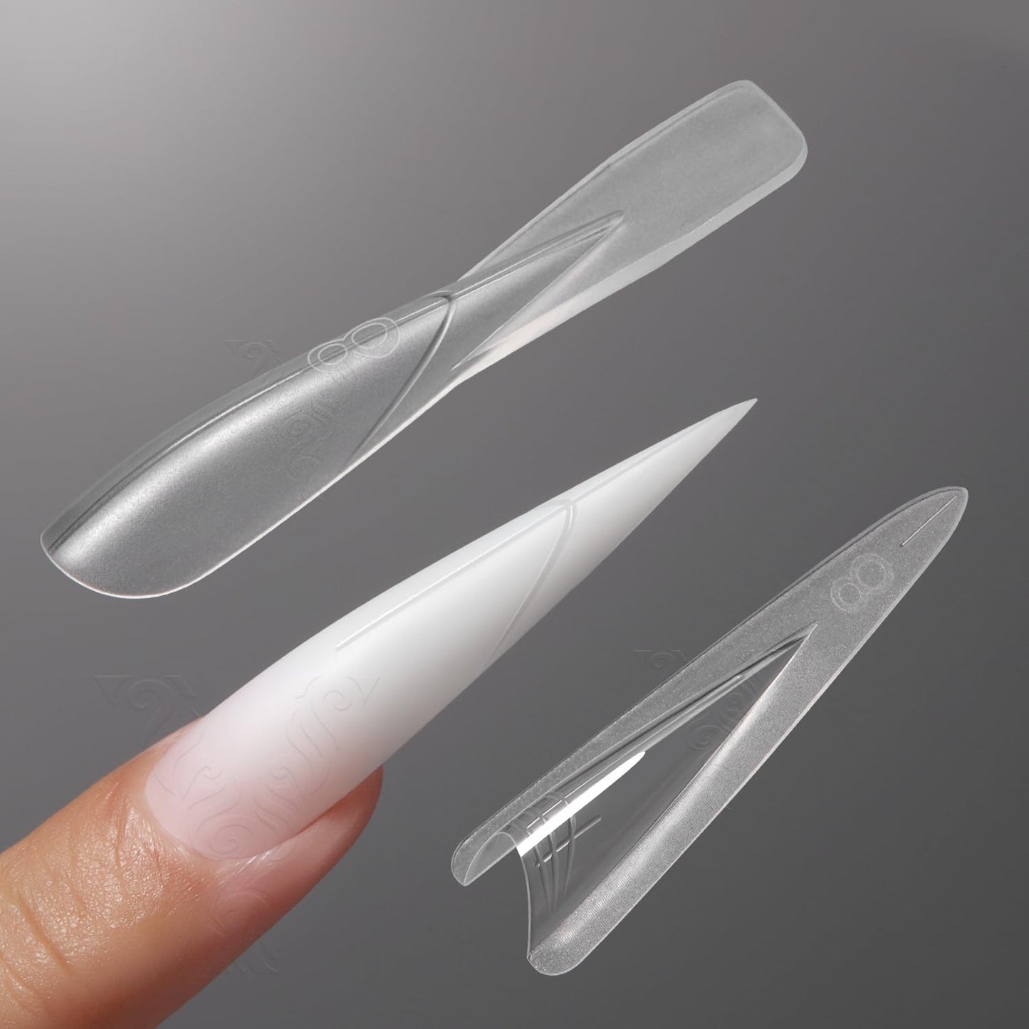 YOKEFELLOW Original Sandwich Dual Nail Forms - 15 Sizes 240Pcs Dual Forms for Builder Gel Quick Nails Extension, Poly Gel Nail Mold For Manicures at Home (W560-Stiletto)