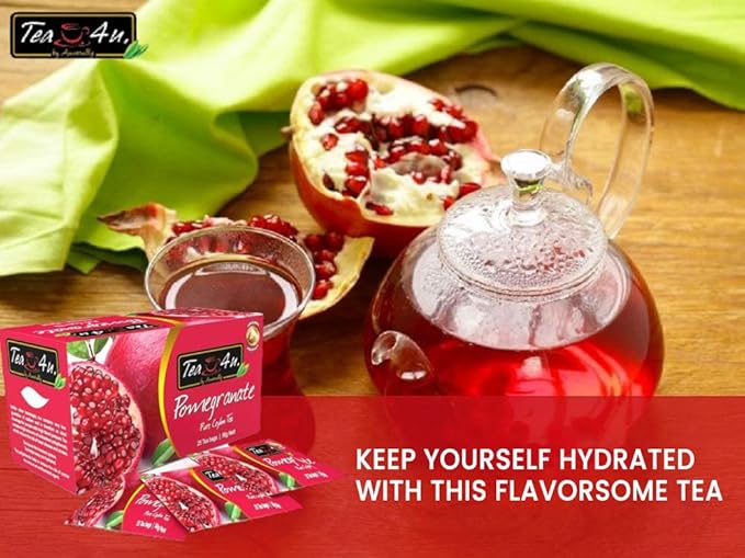 Tea4U Flavored Black Ceylon TeaBags (Pomegranate) - Ideal Quality from Sri Lanka's Finest Leaves and Expertly Blended - 25 Count