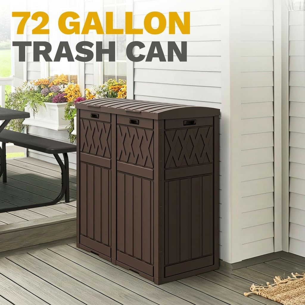 72 Gallon Dual Outdoor Trash Can