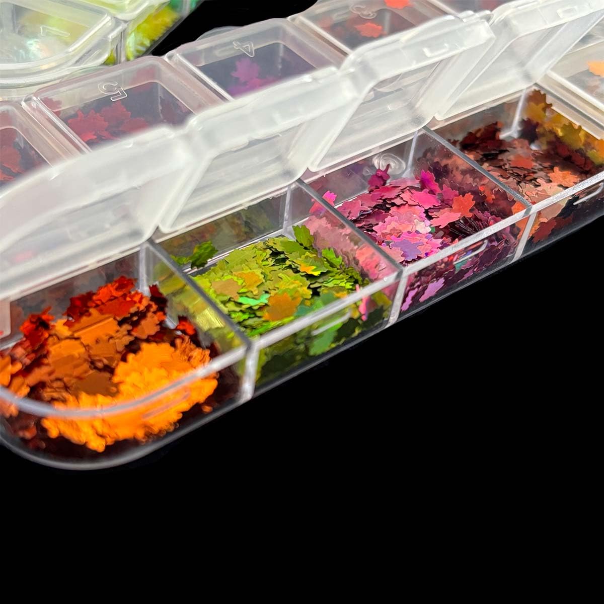 2 Boxes Maple Leaf Glitter Nail Art Sequins 3D Fall Leaves Glitters Flakes Autumn Nail Art Glitter Sequins Holographic Glitter Design Nail Supplies for Women DIY Manicure Accessories Decorations