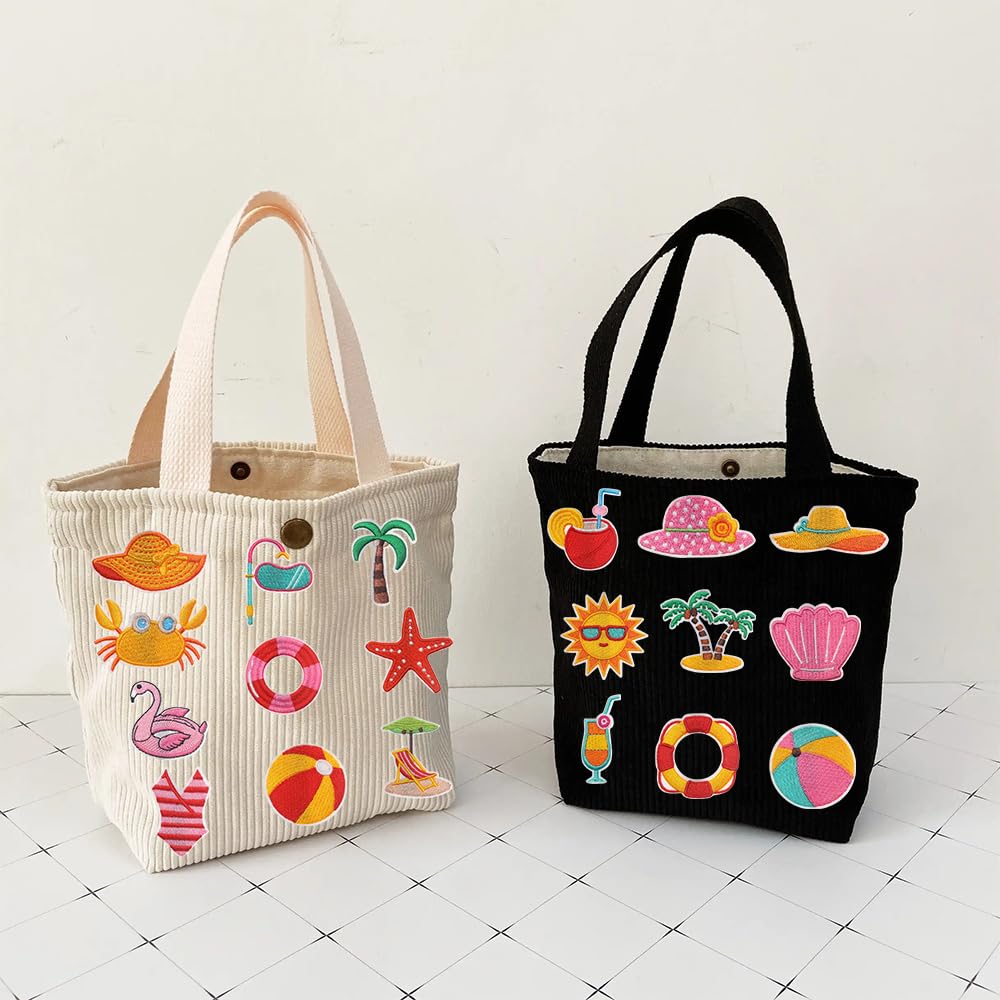 33 PCS Summer Iron on Patches Funny Beach Theme Bikini,Sunglasses,Hat,Coconut Embroidered Applique Sew on Patches for Backpacks,Pants,Clothes,Jeans,Bags,Jackets,Vests,Coat,Uniforms