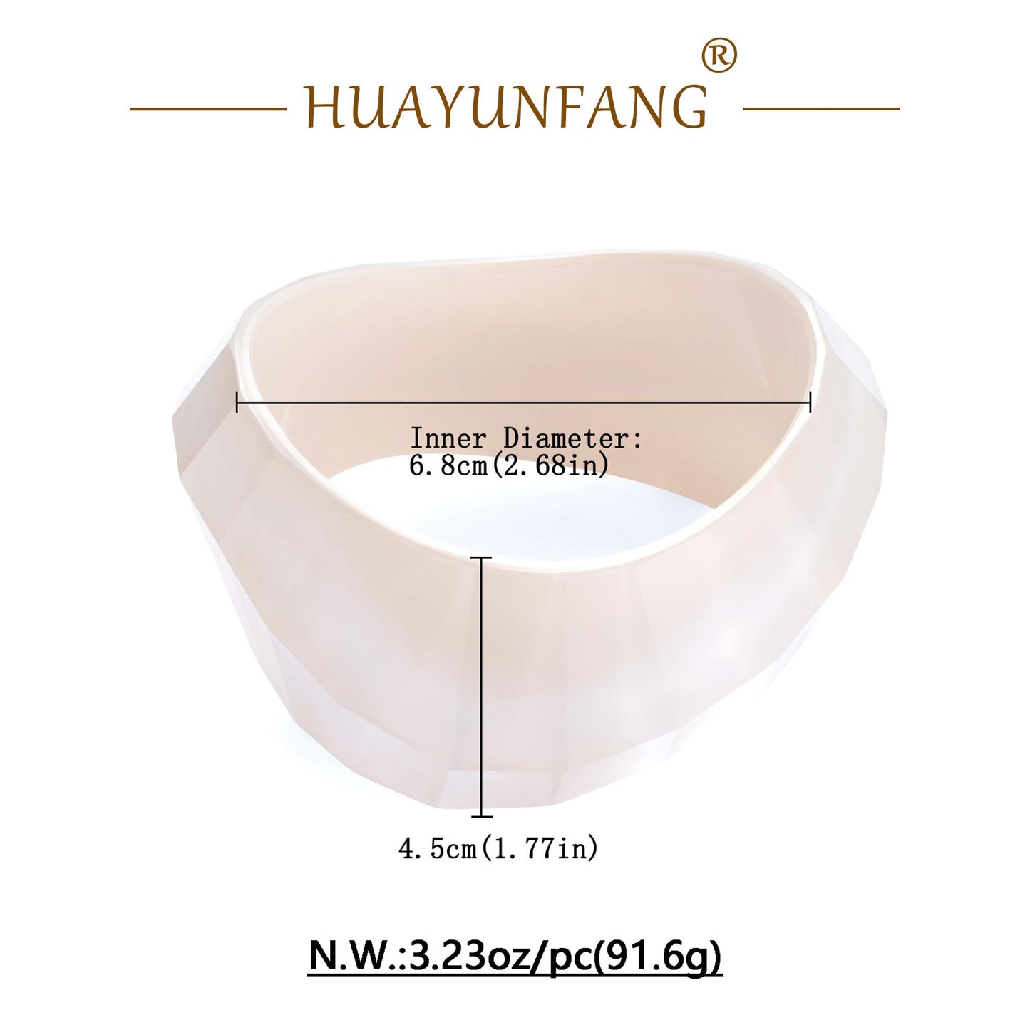 HUAYUNFANG White Chunky Acrylic Resin Bracelet for Women Geometric Irregular Acrylic Bangle Heavy Bold Statement Bracelets Trendy Jewelry