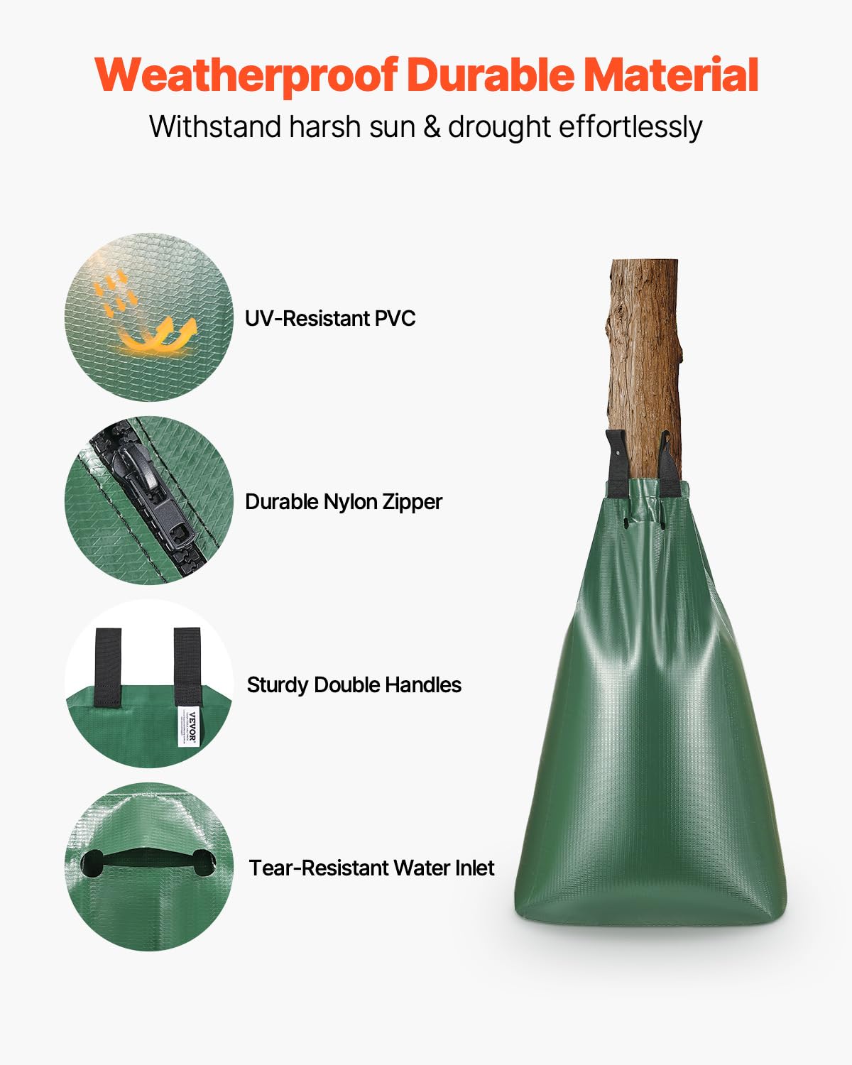 VEVOR 4 Pack 20 Gallons Tree Watering Bag, Slow Release Tree Watering Bags, Refillable Tree Drip Irrigation Water Bags for Trees, Durable Tree Watering System for Deep Root Targeting