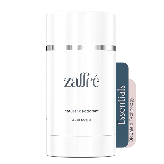 Zaffré Essentials Natural Deodorant | Aluminum-Free, Vegan, Clean Formula | BioShield Technology, Smooth Application | Unscented, 3.2 oz