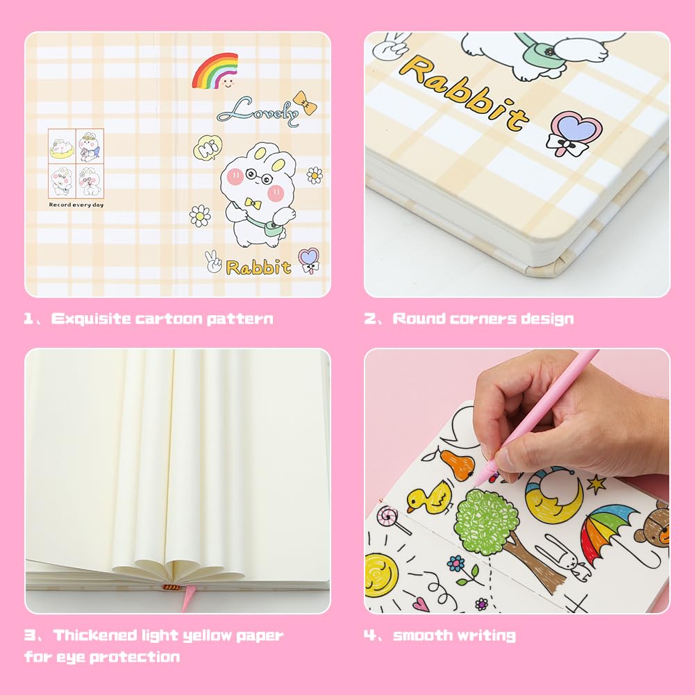 2 in 1 Rabbit Stationery Gift Box Set Includes 1 Pcs Rabbit Bunny Notebook Pocket Journal Hardcover Writing Notepad Diary and 1 Pcs Pen Gift for Birthday Christmas Kids Study Office School Supplies