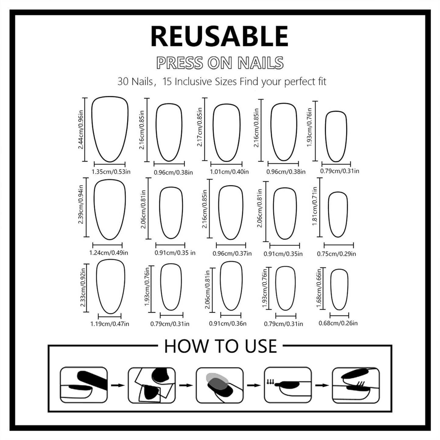 30 Pcs Mirror Press on Nails Silver Heart Moon Fake Nails Red Gradient Acrylic False Nail Medium Oval Glue on Nail for Women