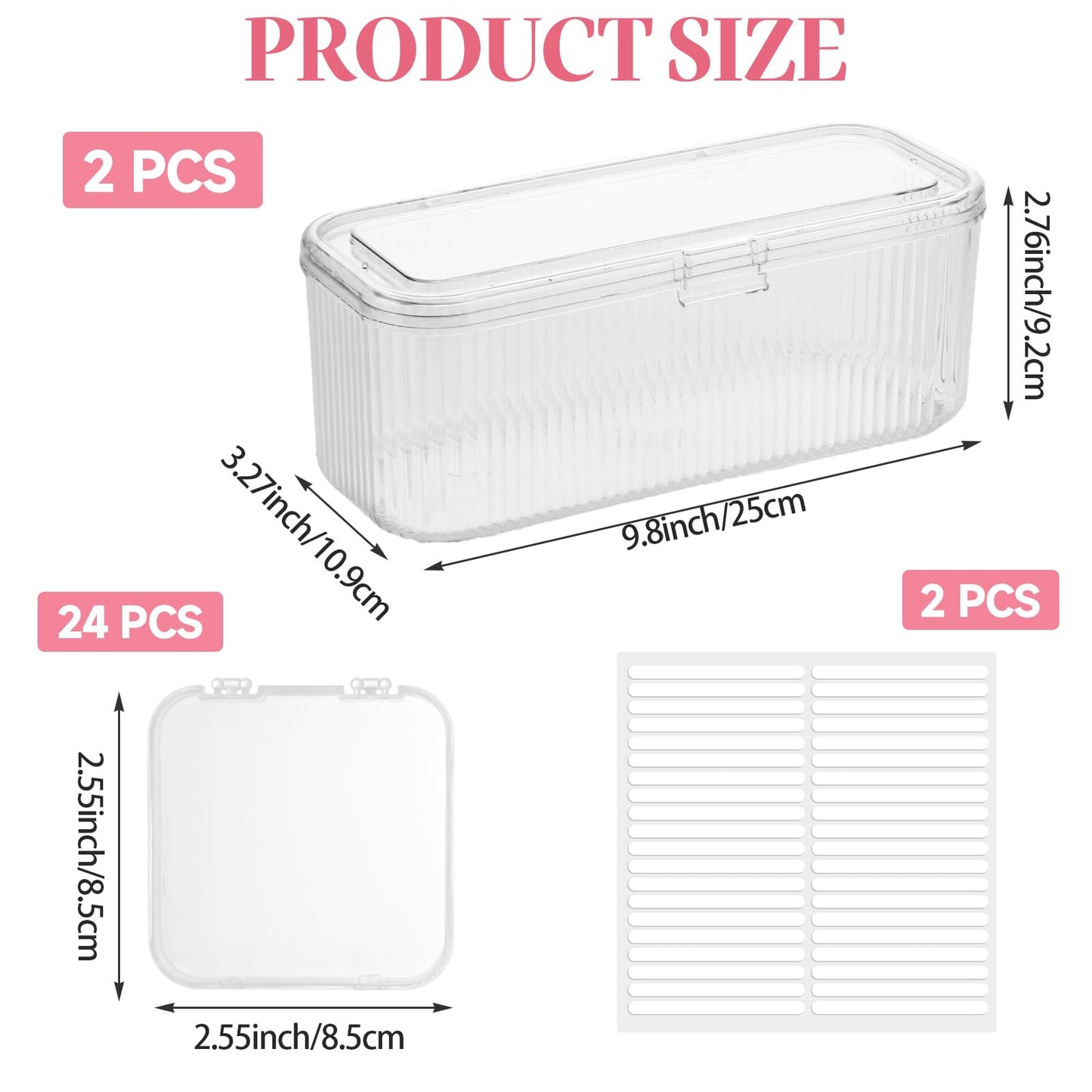 ASelected 24PCS Nail Storage Boxes, 25x10.9x9.2cm/9.8x3.27x2.76inch Press On Nail Organizer Boxes, Plastic Clear Press on Nail Storage with 24pcs inner nail boxes for Nail Storage and Nail Display