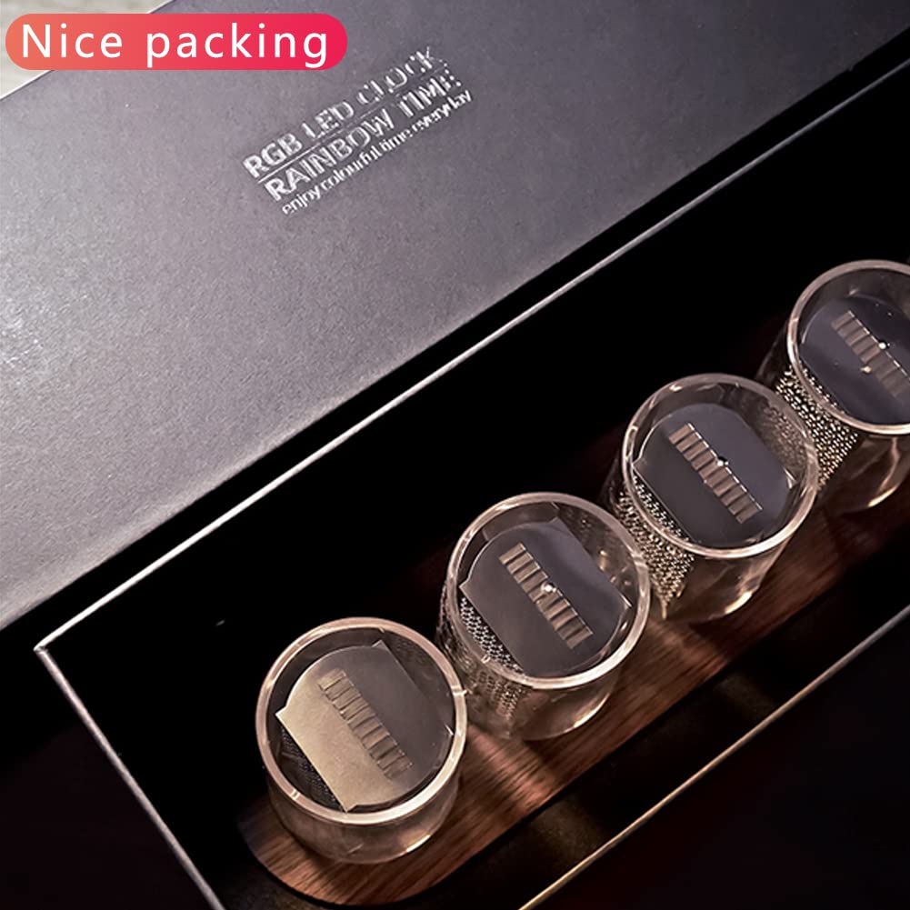 GUAZI STORE Imitation Nixie Tube Clock RGB Creative Clock 16 Million Colors, Mode Adjustments with Gift Box Packaging Can Be 01 01