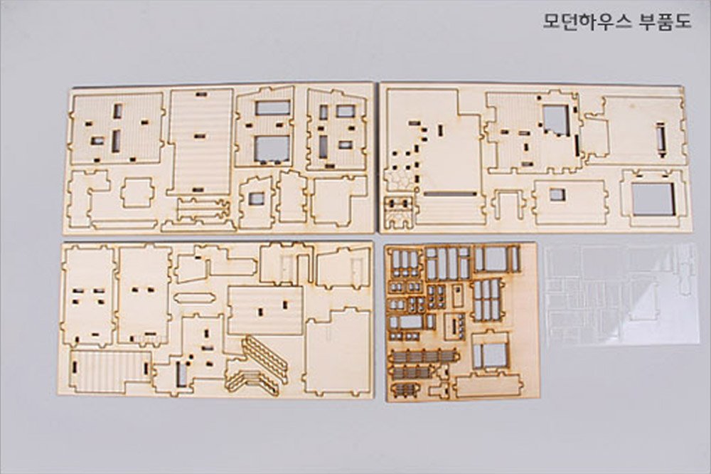 YOUNGMODELER DESKTOP Wooden Assembly Model Kits. (Modern House)
