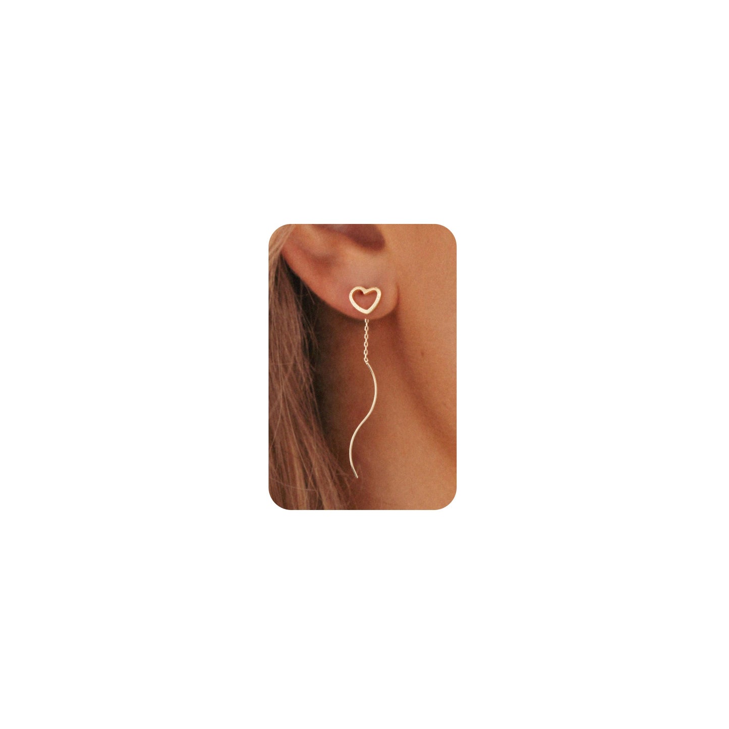 PRTGL Dangle Earrings for Women - 14K Gold Plated Love Heart Long Dangle Earrings for Women Wedding Bridal Bridesmaid