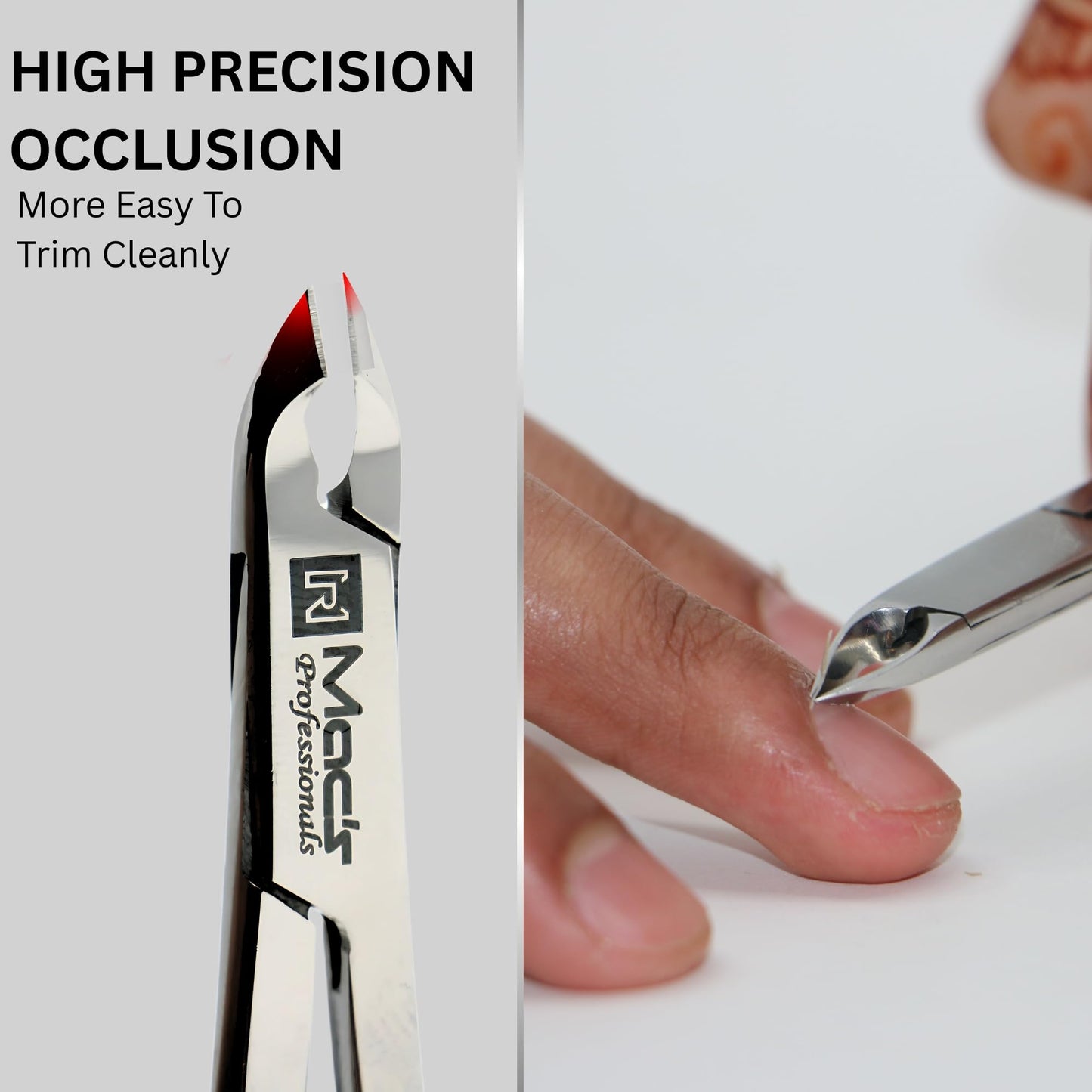 Macs Professional Cuticle Nipper – Surgical Stainless Steel, Precision Half-Jaw Blades, Ergonomic 4-Inch Cuticle Remover & Trimmer for Manicure & Pedicure