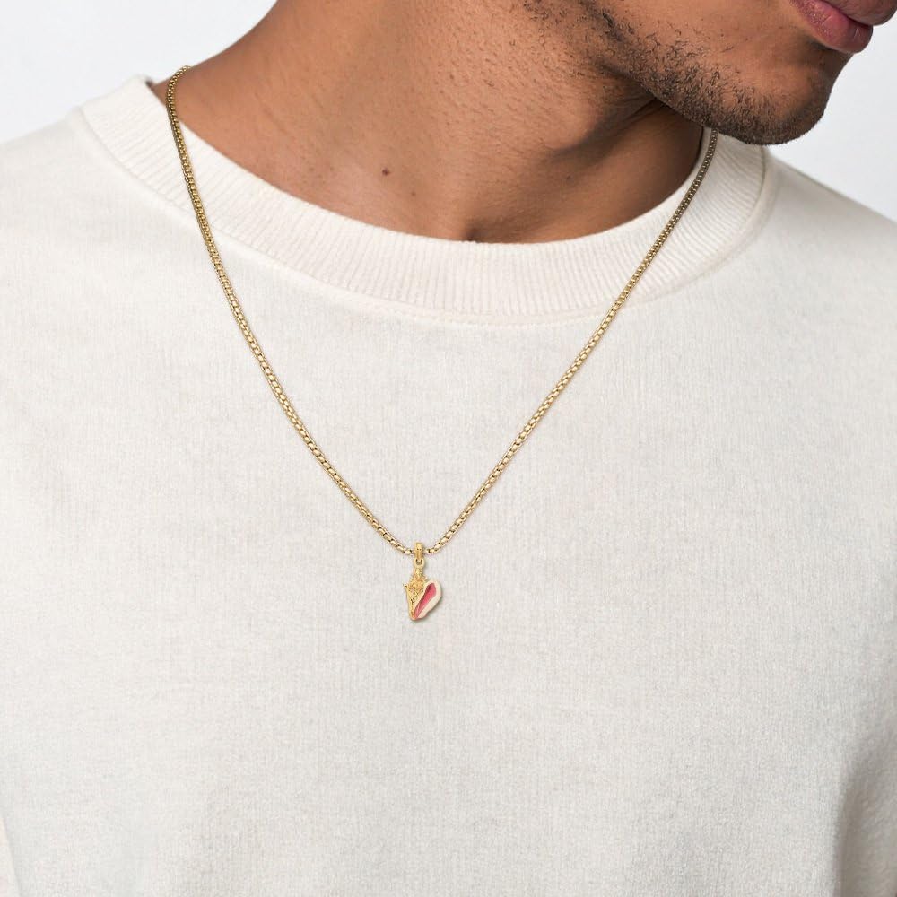 IceCarats 14K Solid Yellow Gold Medium Conch Shell Pendant Necklace 22mm 7/8 inch 3d Sculpted, Polished, Textured for him