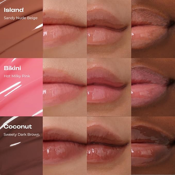 PDRN Tinted Lip Serum – High Gloss Ultra Hydrating Natural Glow, Non-Sticky Volumizing Color Glaze with Long-Lasting Shine, Nourishing Moisturizing Repair for Chapped Lips (0.34 oz) (island)