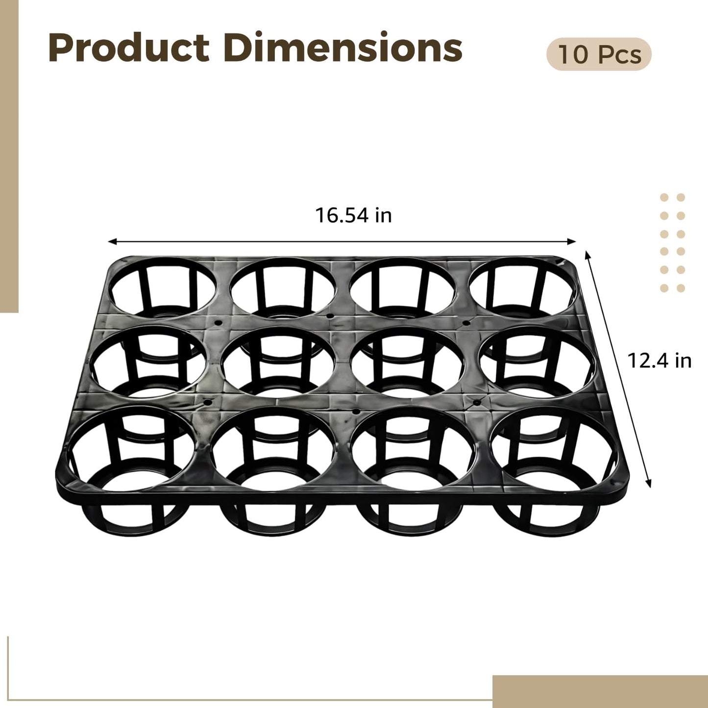 10 Pcs 12 Cell Plant Trays for Pots, Round Plastic Nursery Planter Tray, Indoor Gardening Use, Ideal for 4 Inch Nursery Pots