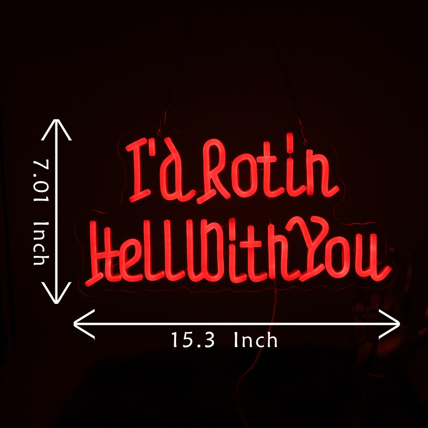 I’d Rot in Hell with You Neon Sign, Alt Room Decor,Gothic Wedding LED Wall Light for Halloween, Horror Room Decor, Dark Love Wedding Gift, Anniversary, Gothic Home Decor