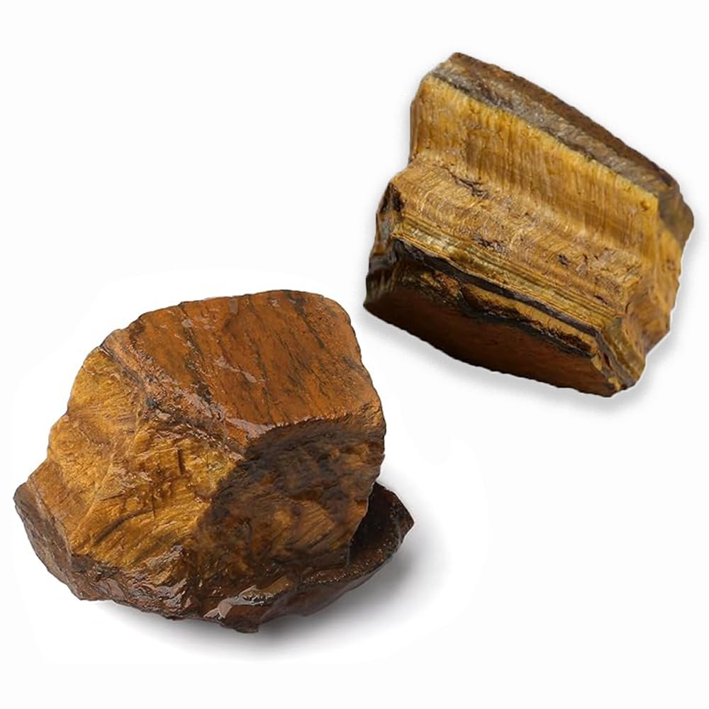 2PCS Natural Raw Stone Healing Crystals Bulk Healing Gemstones for Reiki Tumbling Fountain Rocks Meditation Garden Home Decor (Tiger's Eye)