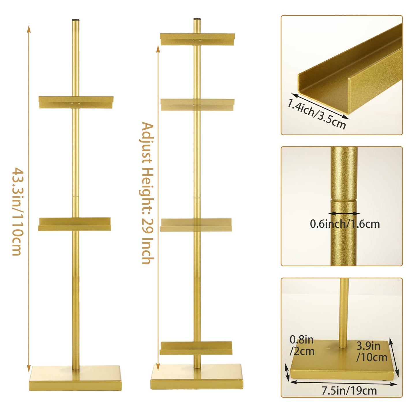 DAJAVE 2 Pack Adjustable Tabletop Easel Stand, Gold Picture Easels for Display, Picture Frame Stand for Art, Picture Frames, Photo Signs(29 Inch)