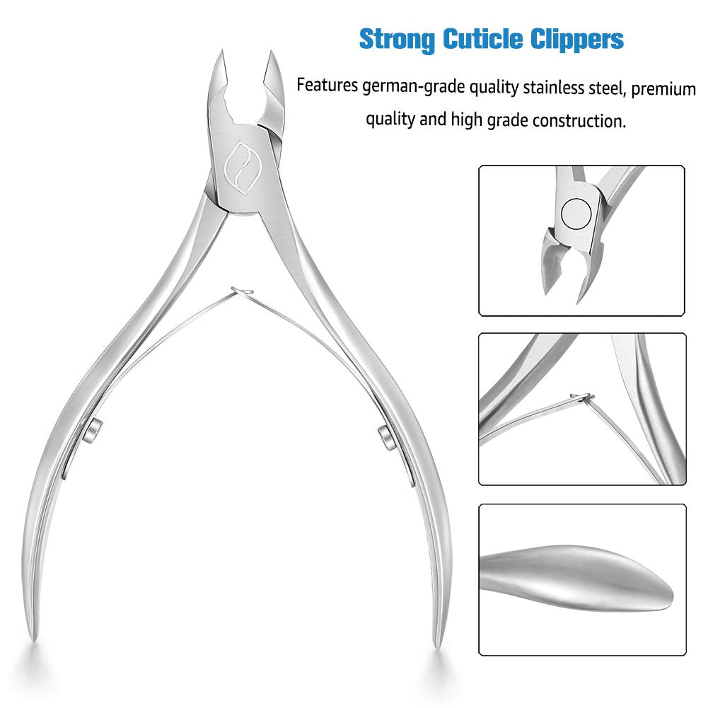 FERYES Cuticle Clippers 1/2 Jaw - Professional Cuticle Cutter Nail Cuticle Remover Tool, Nail Skin Clipper Hangnail Trimmer - Silver