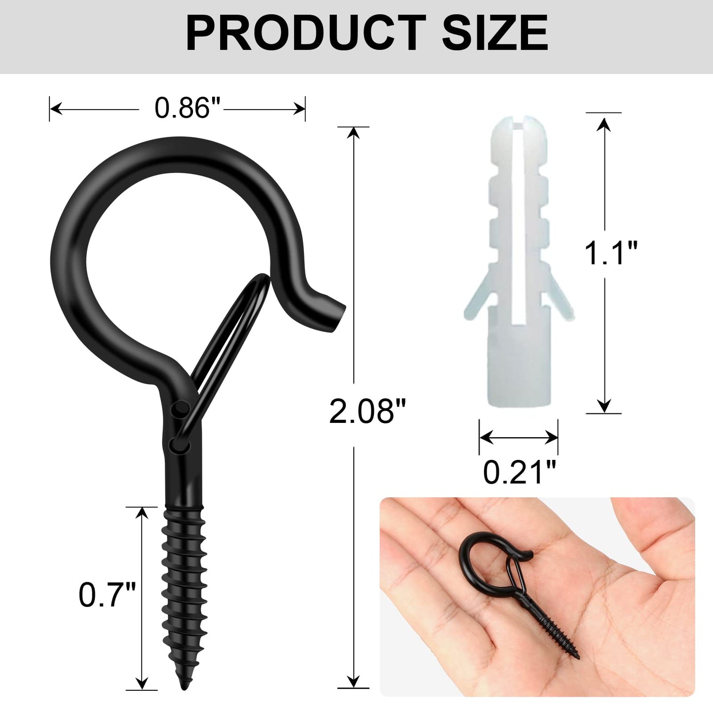 Q Hangers 25 PCS Screw-in Hooks for Outdoor String Lights, Swivel Hanging Basket Patio Light Hooks with Safe Buckle Screw in Planter Eye Hook for Wall Ceiling