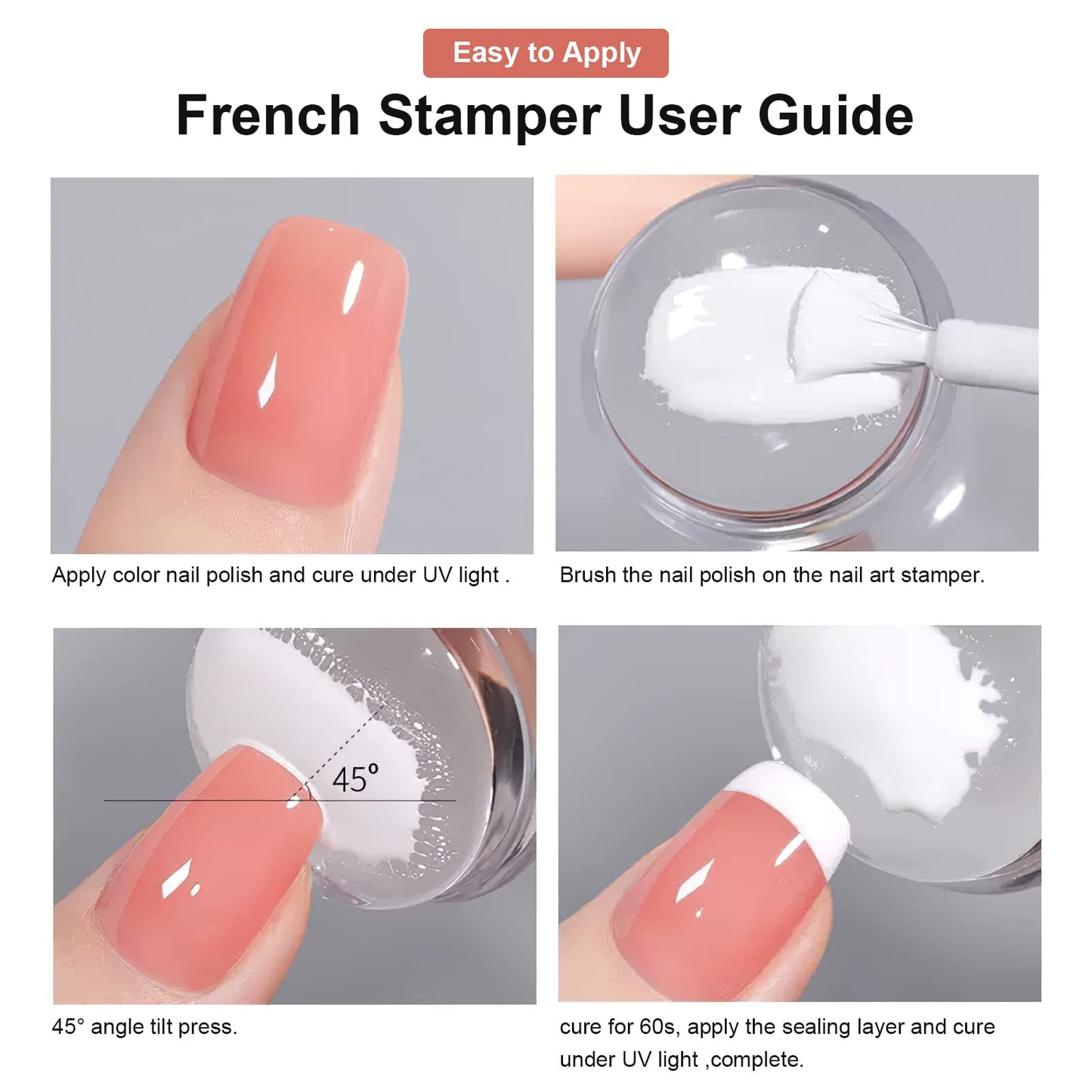 SAGEBIO 8PCS Nail Art Stamper Clear Silicone Nails Stamping Jelly with Scraper Transparent Visible Body DIY Manicure Nail Art Tool Q