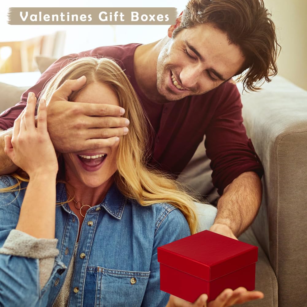 Oairse Gift Boxes for Presents Red Gift Boxes with Lids Nested Box with Lid 4 Packs Small Box Set for Bridesmaid, Proposal, Wedding, Birthday, Baby Showers