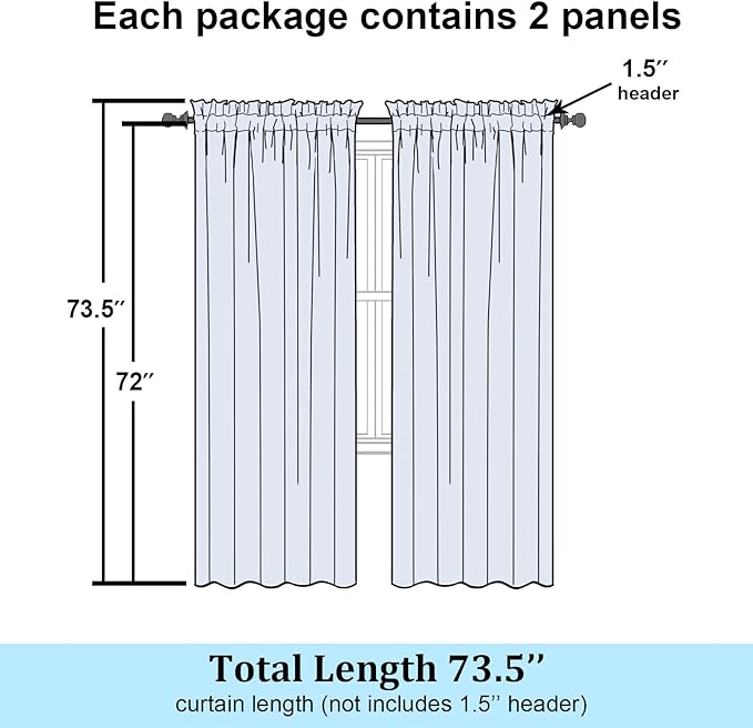 Simplebrand Light Green Sheer Curtains 72 Inches Long 2 Panels for Living Room, Rod Pockets Airy Window Treatments Voile Sheer Curtains Panels Lightweight for Front Back Patio Glass Door, 42" Width