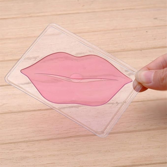 30 PCS Pink Crystal Collagen Hydrogel Lip Mask Set, Moisturizing and Hydrating Lip Plumper Gel Pads for Dry Lips, Make Your Lip Attractive and Sexy (Peach Scent)
