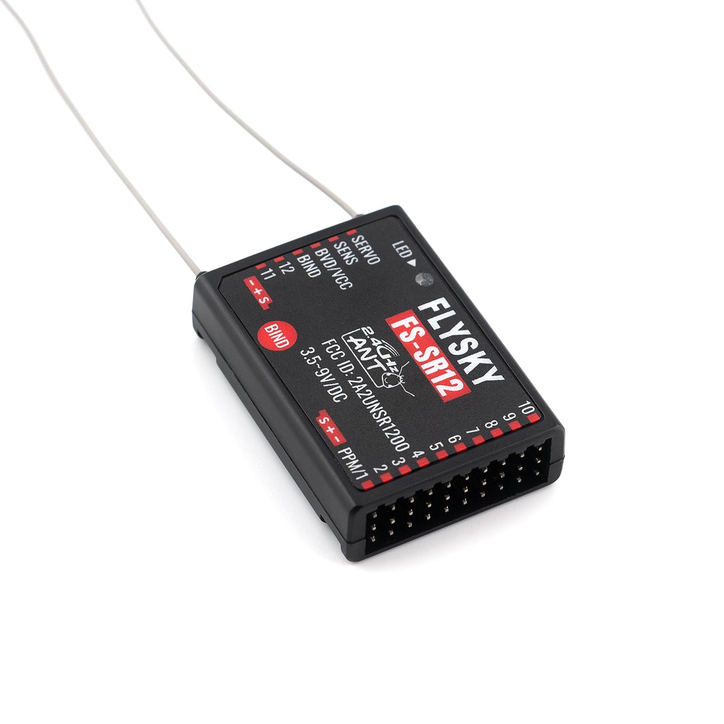 GoolRC Flysky FS-SR12 Receiver, 2.4GHz 12CH Receiver ANT Protocol Dual Antennas Compatible with Flysky FS-ST8 FS-G7P Radio Transmitter for RC Airplane Helicopter Quadcopter Drone Robot Car and Boat