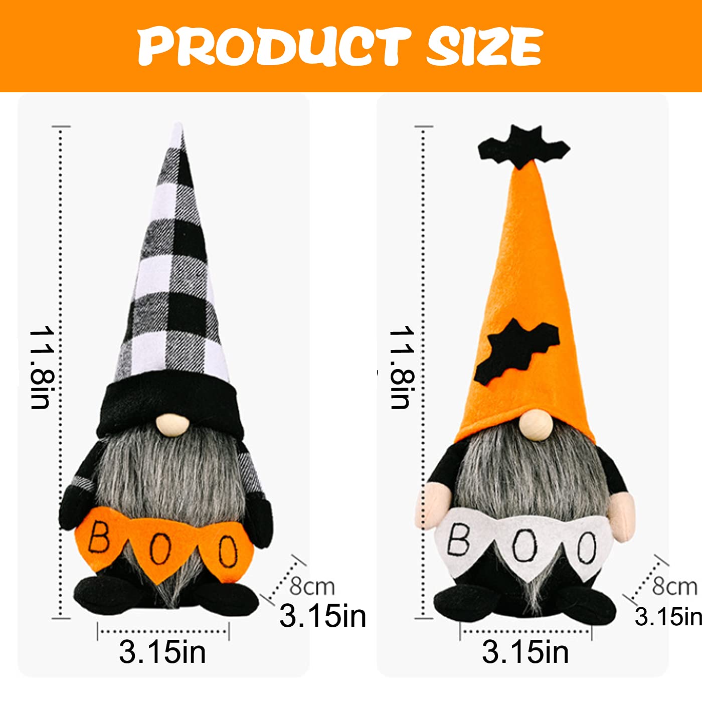 Benwanfee 2 Pack Halloween Gnomes Plush Decor,Handmade Witch Swedish Tomte Gnome Nisse Scandinavian Ornaments Elf Dwarf for Home Halloween Day Party Table Decorations Kids Gift
