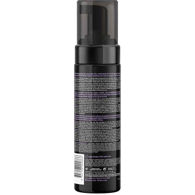 b.tan Violet Base Self Tanner Mousse | Love At First Tan - Best, 1 Hour Express Sunless Tanning Foam, Cancels Orange Tones, Dark Bronzing Glow, No Fake Tan Smell, Face & Body, 6.7 Fl Oz