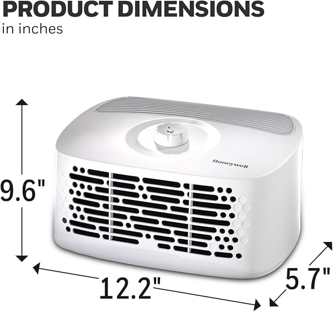 Honeywell Air Purifiers for Home Bedroom, Living Room, Kitchen & Dorm Room (100 sq ft), Dual Action Air Filter Helps Capture Dust, Pollen, Pet Dander & Smoke, HHT270, Tabletop, White